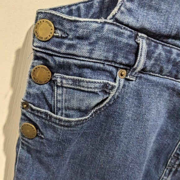 Maje | Pila Stretch Denim Overalls in Medium Blue - Picture 9 of 12